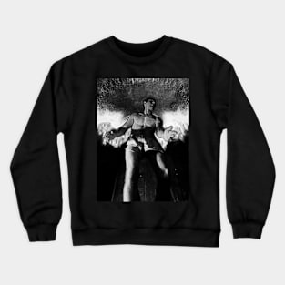 Portrait, digital collage and special processing. Angel in underpants in room. Astonishing. Grayscale. Crewneck Sweatshirt